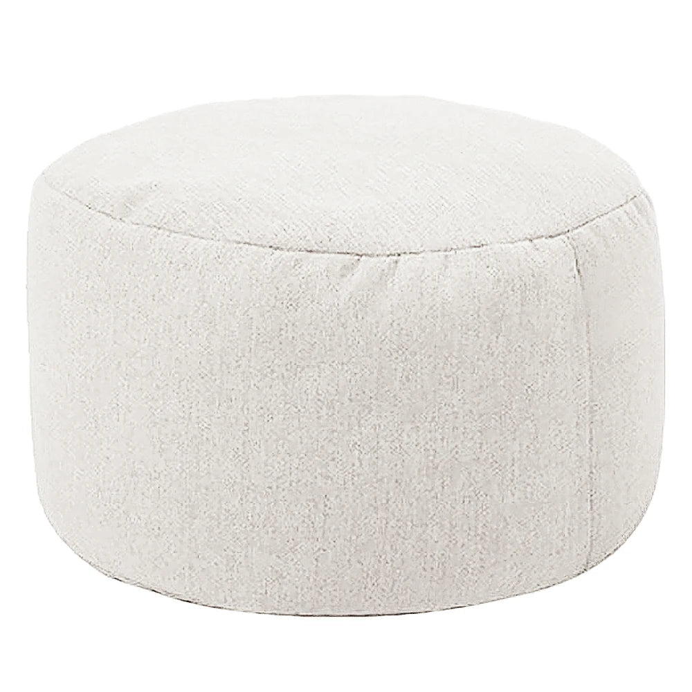 Round cotton and linen pouf with filling