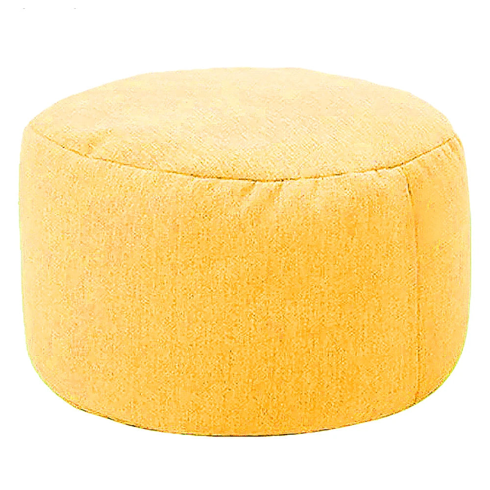 Round cotton and linen pouf with filling