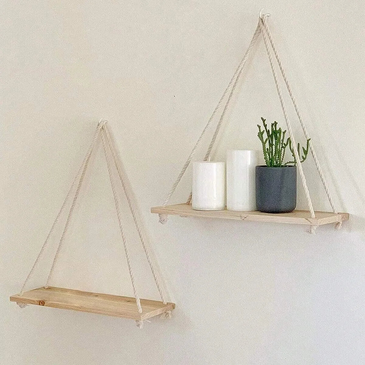Wooden hanging wall shelf