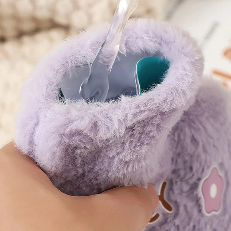 Rabbit and bear plush hot water bottle