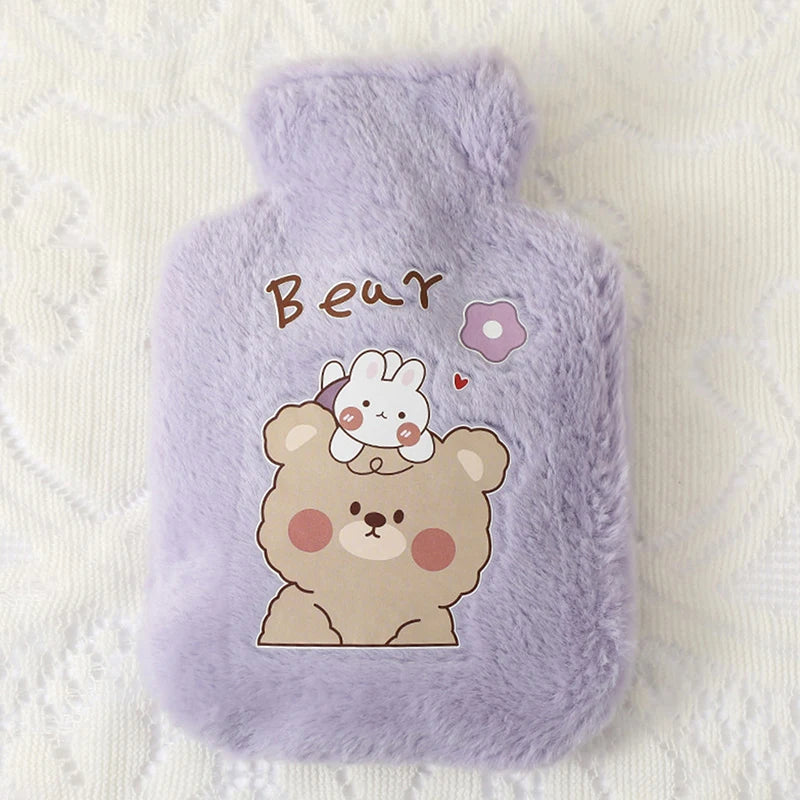 Rabbit and bear plush hot water bottle
