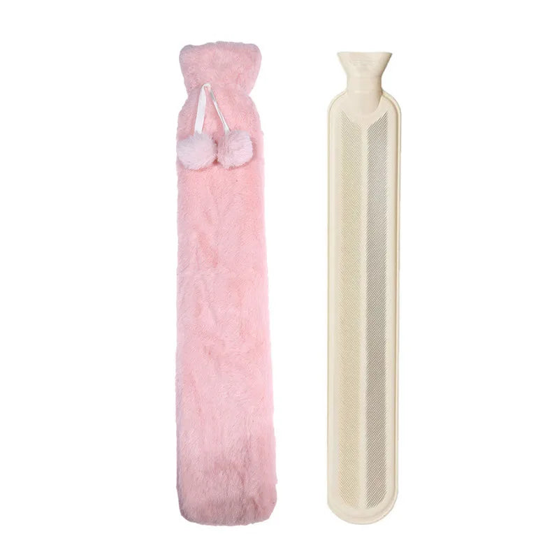 Extra long & soft hot water bottle with removable cover