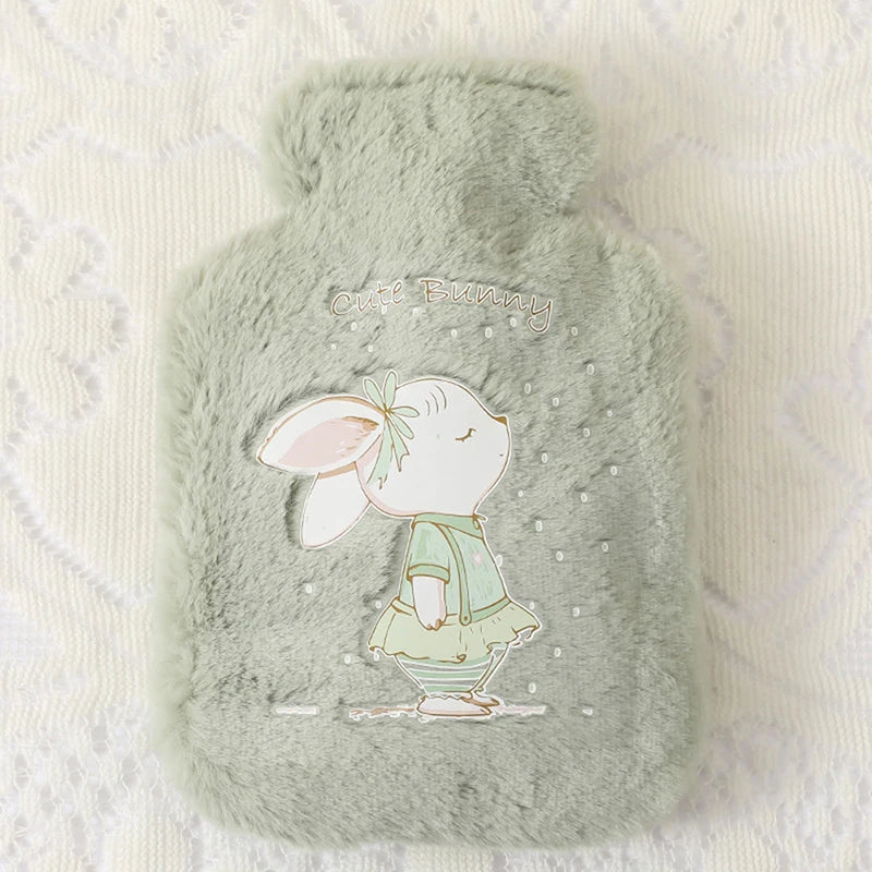 Rabbit and bear plush hot water bottle