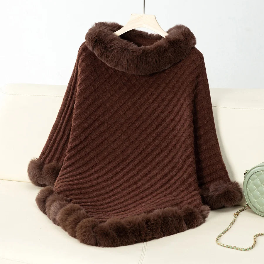 Faux fur poncho