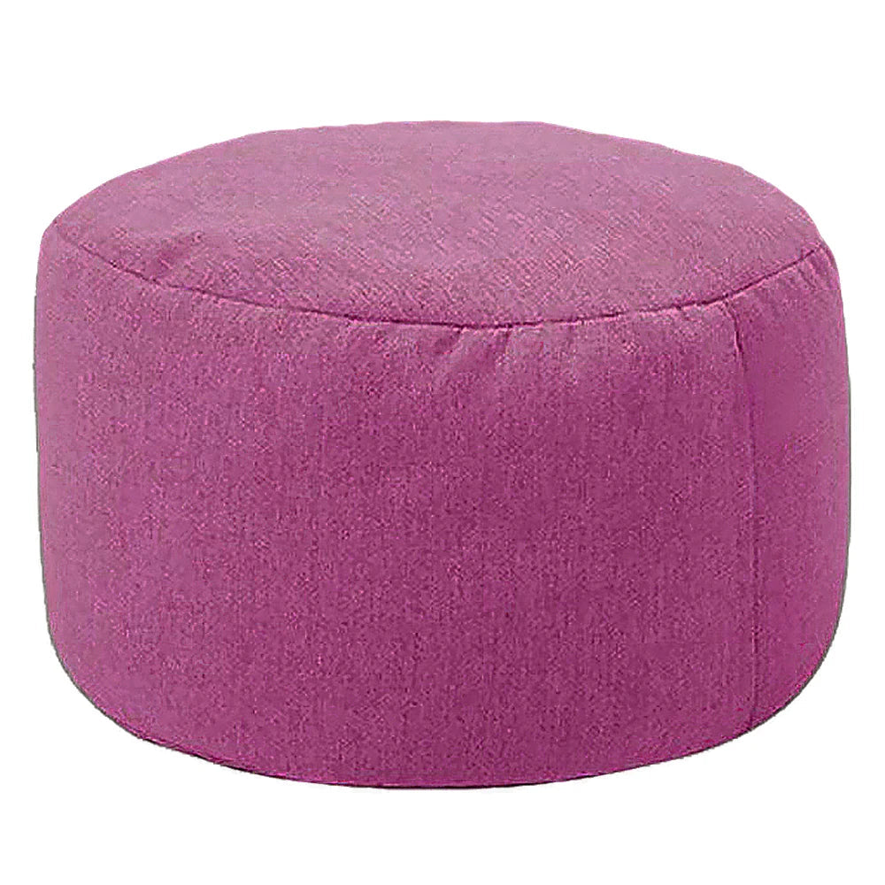 Round cotton and linen pouf with filling