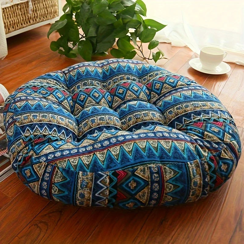 Coussin rond épais motif patchwork