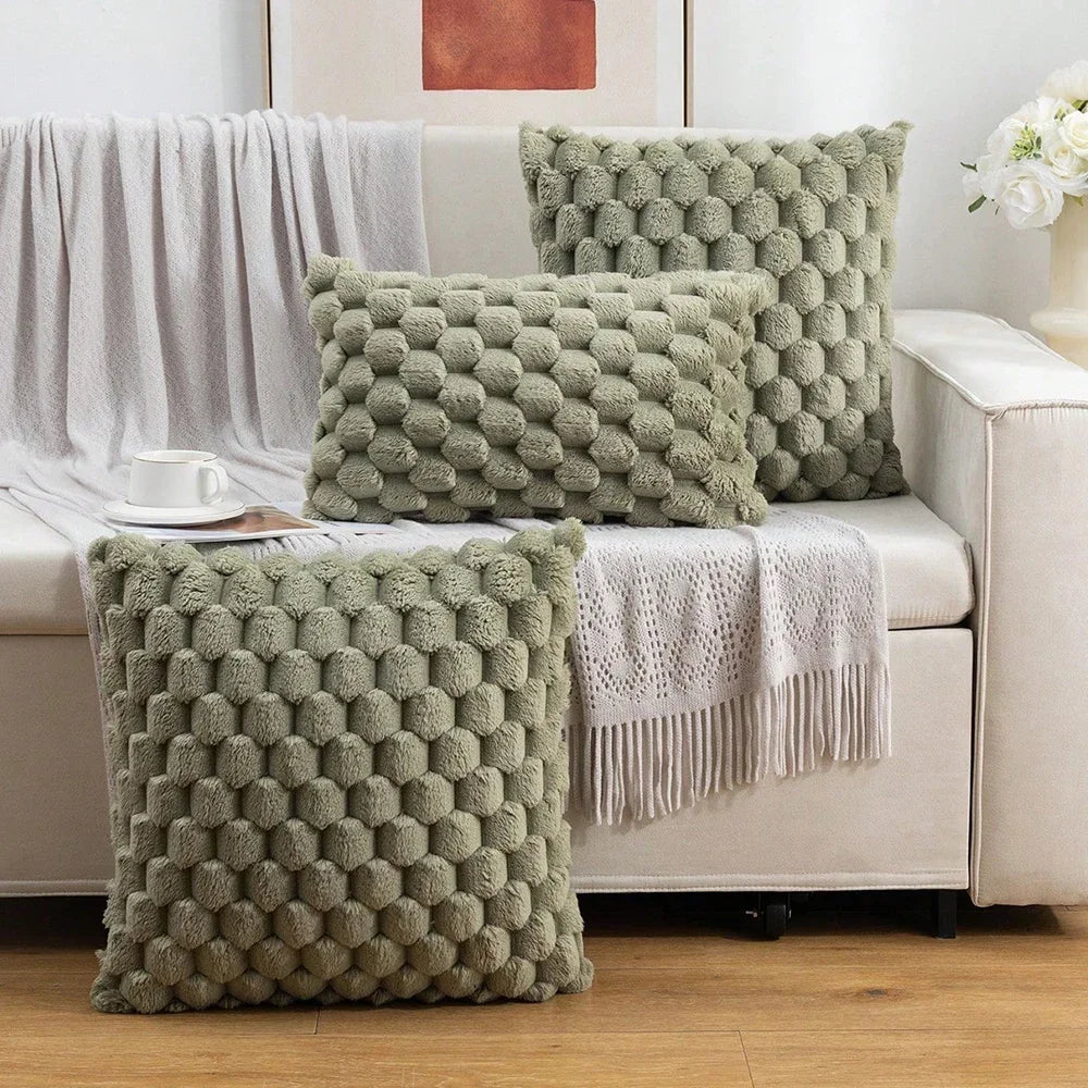 Housse coussin rouge relief velours 3D, déco canapé ou chambre