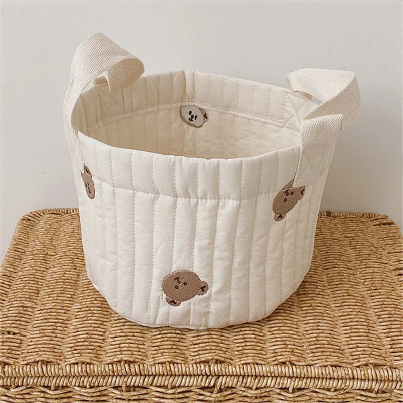 Paniers de rangement en coton brodé pour jouets, vêtements et accessoires