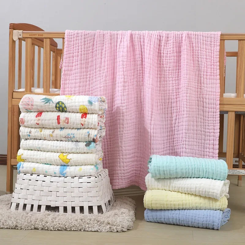 Couverture lange bébé 100% coton 6 couches, douce et respirante