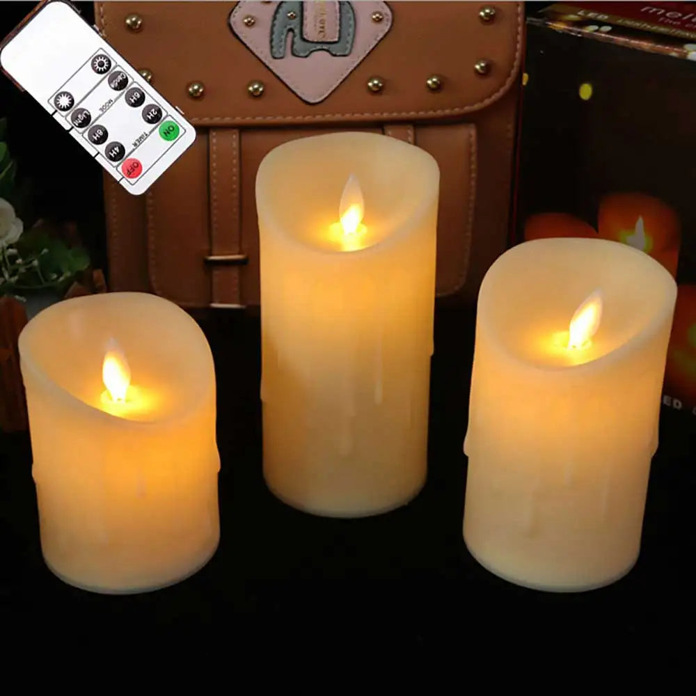 Lot de 3 bougies LED à flamme mouvante – Ambiance chaleureuse