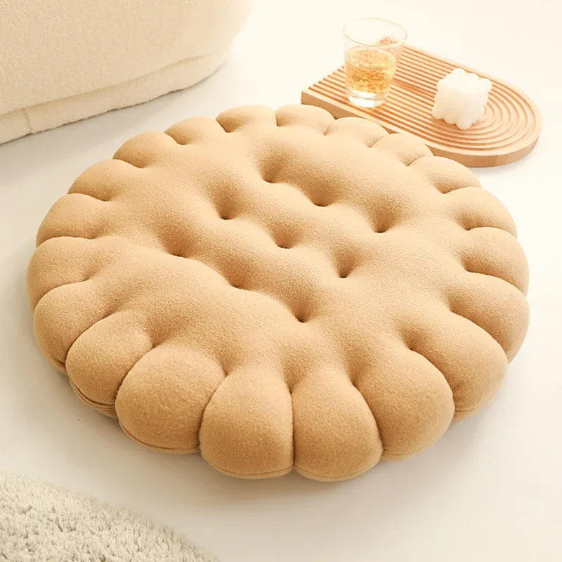 Coussin moelleux en forme de biscuit en velours doux