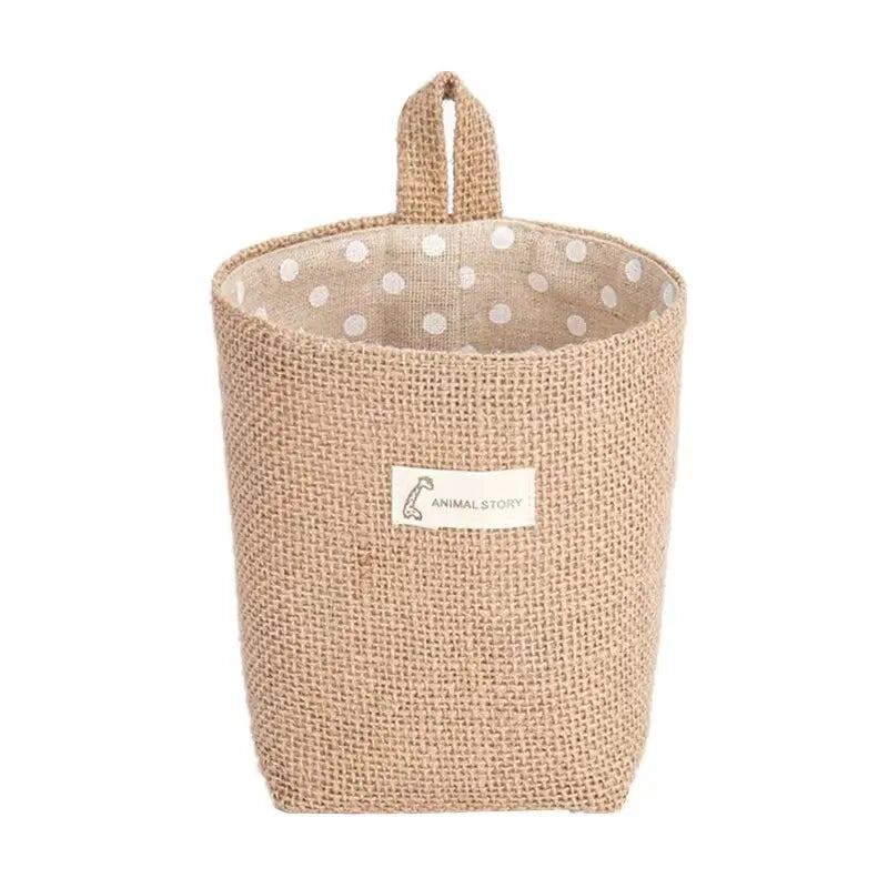 Cotton and linen hanging wall basket