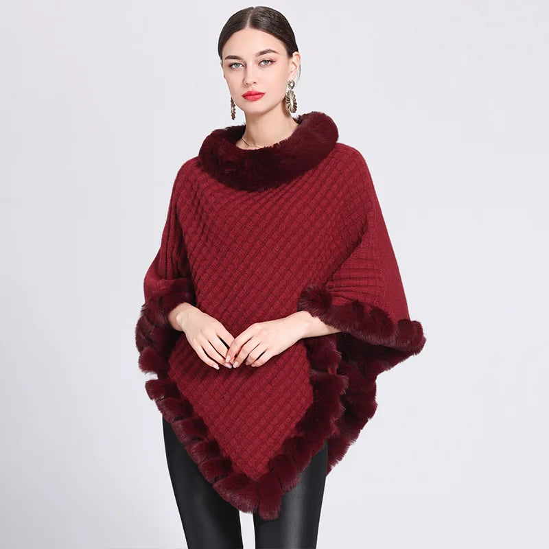 Faux fur poncho