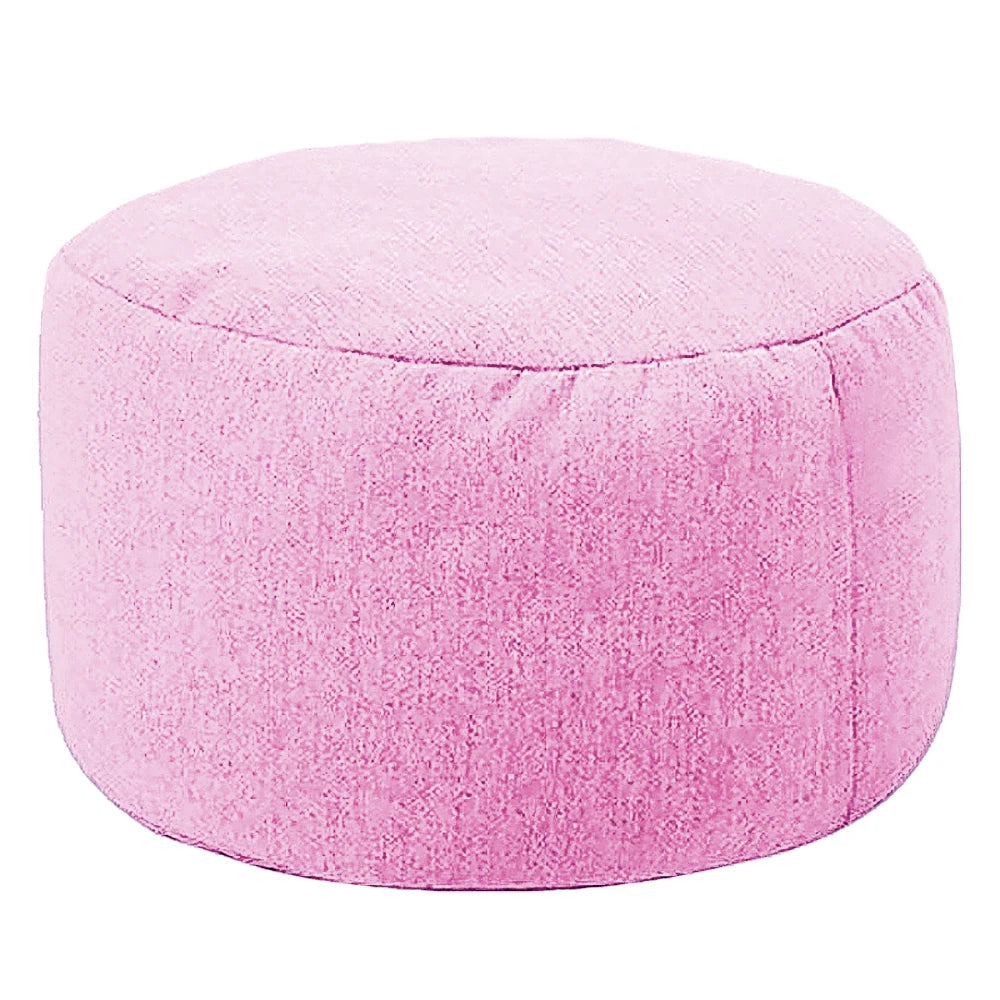 Round cotton and linen pouf with filling