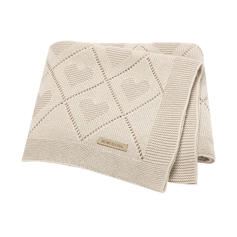 Couverture tricotée en coton pour bébé, douce et respirante