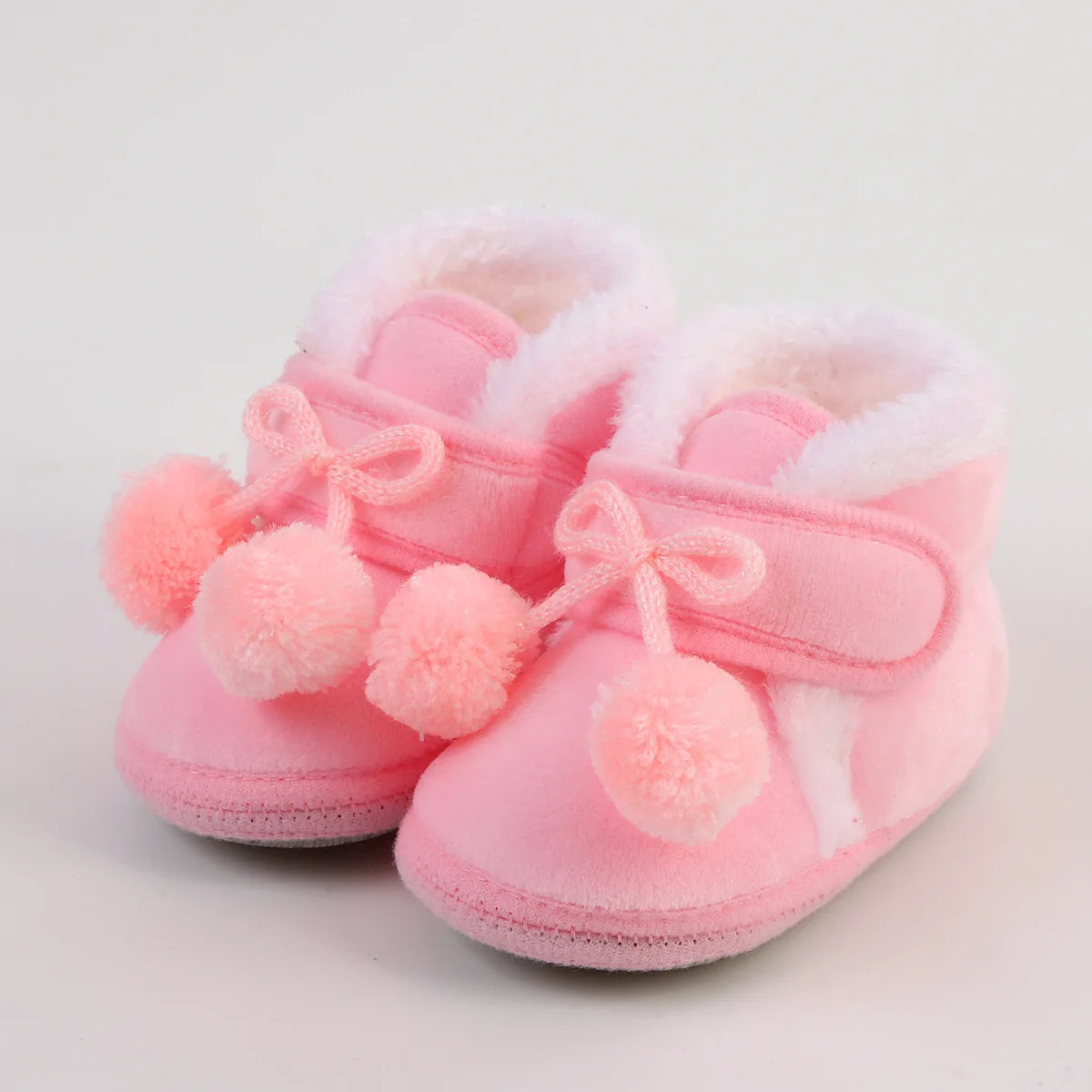 Chaussons bébé à pompons, bottines chaudes fille et garçon, 0–24 mois