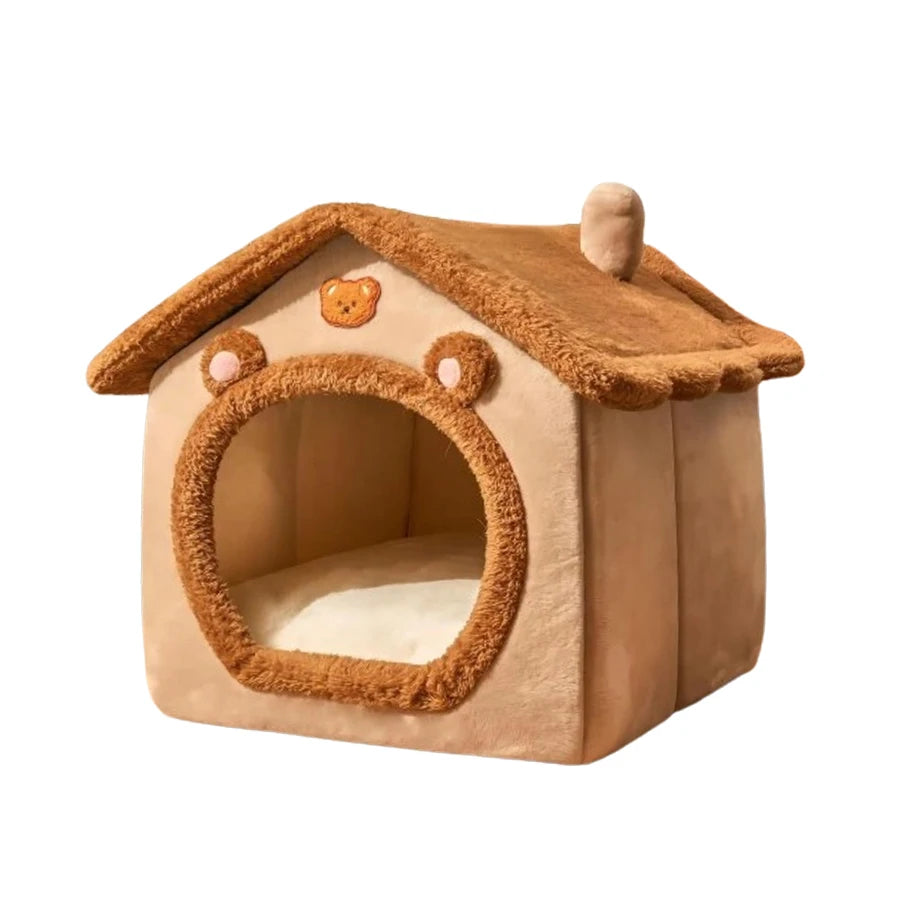 Maison repliable chat & petit chien avec coussin lavable et chaud