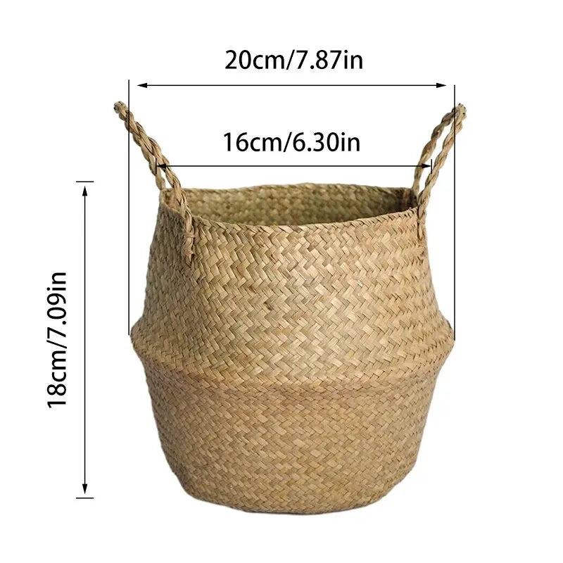 Foldable wicker storage basket