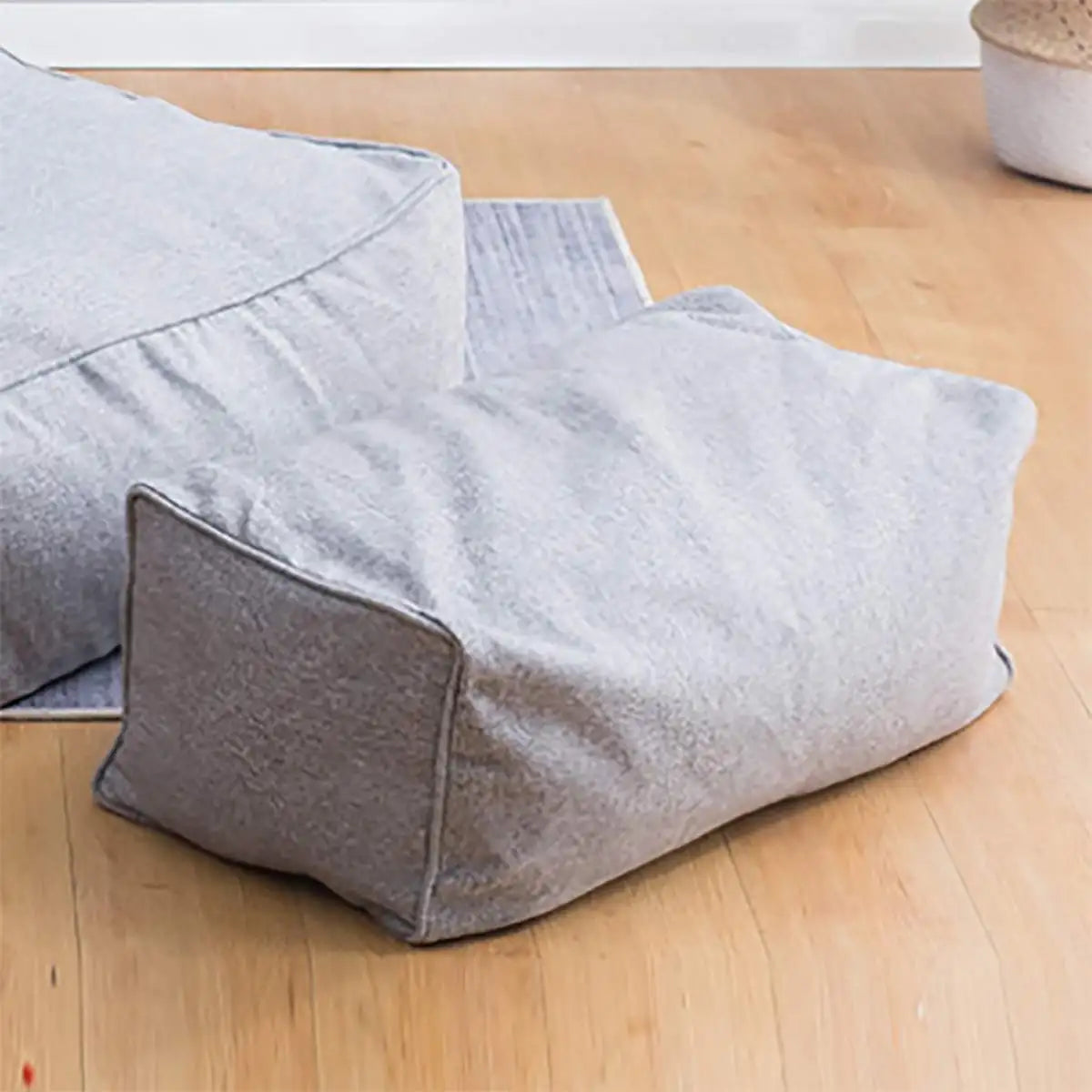 Detachable round cotton and linen pouf cover without filling