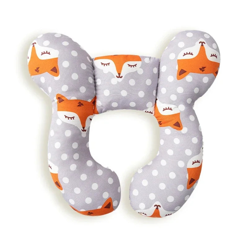 Oreiller U bébé en coton respirant – idéal poussette, voiture, lit, voyage