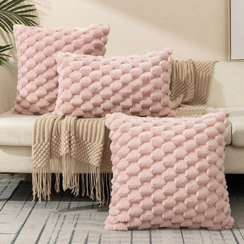 Housse coussin rouge relief velours 3D, déco canapé ou chambre