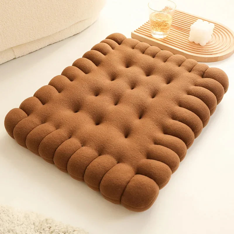 Coussin moelleux en forme de biscuit en velours doux