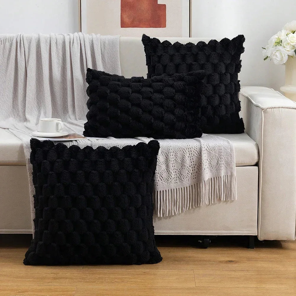 Housse coussin rouge relief velours 3D, déco canapé ou chambre