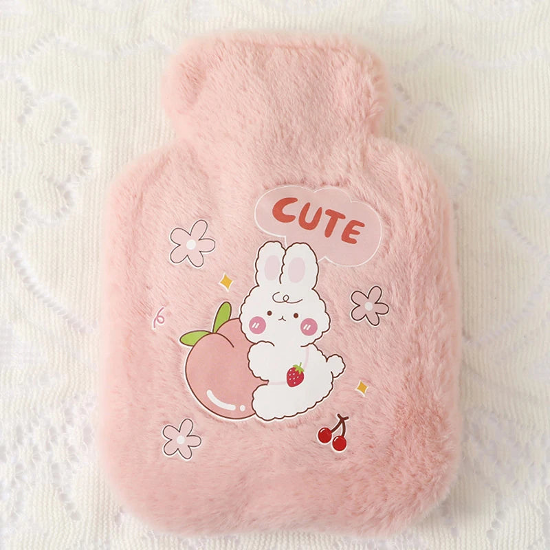 Rabbit and bear plush hot water bottle