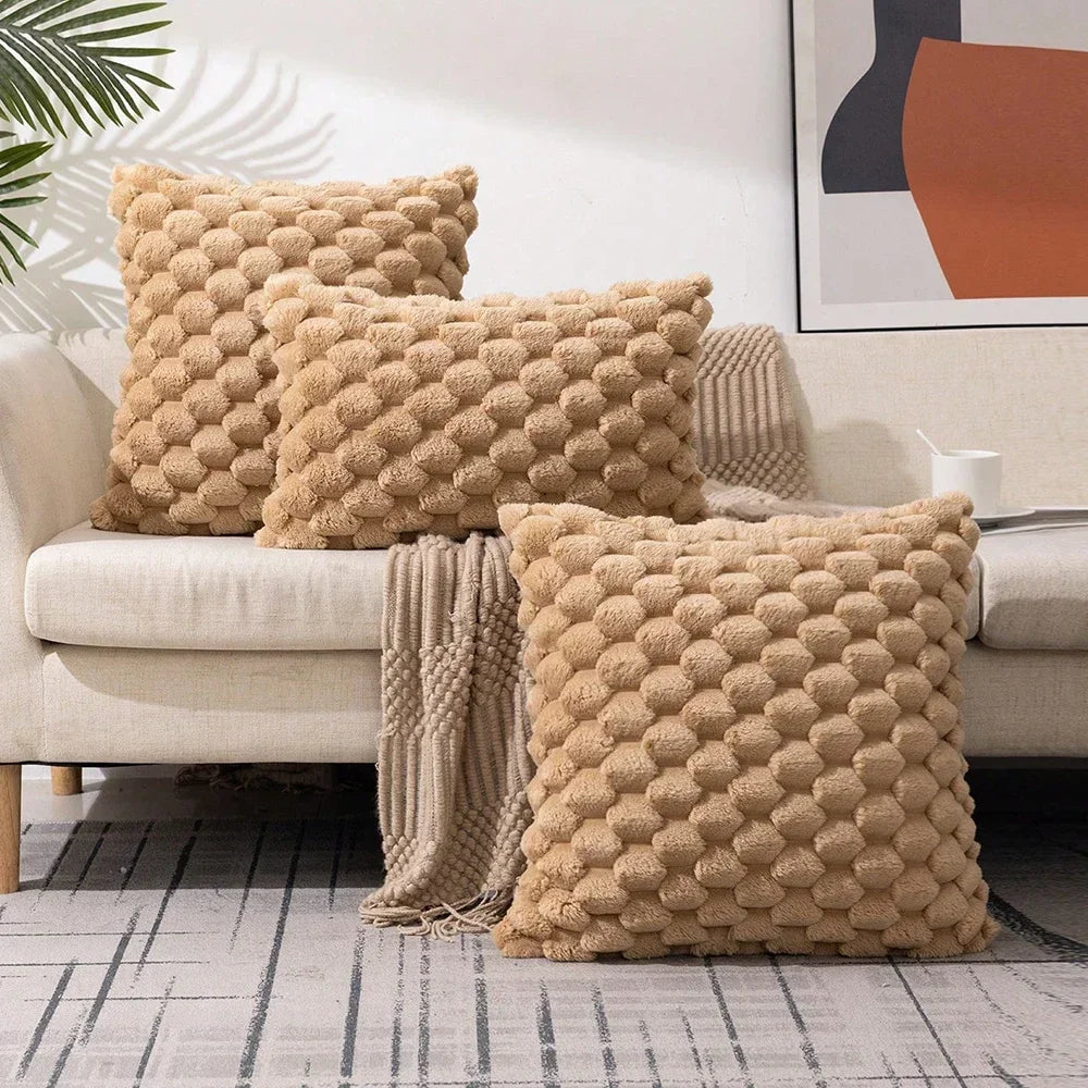 Housse coussin rouge relief velours 3D, déco canapé ou chambre