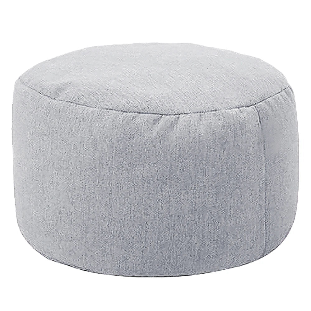 Round cotton and linen pouf with filling