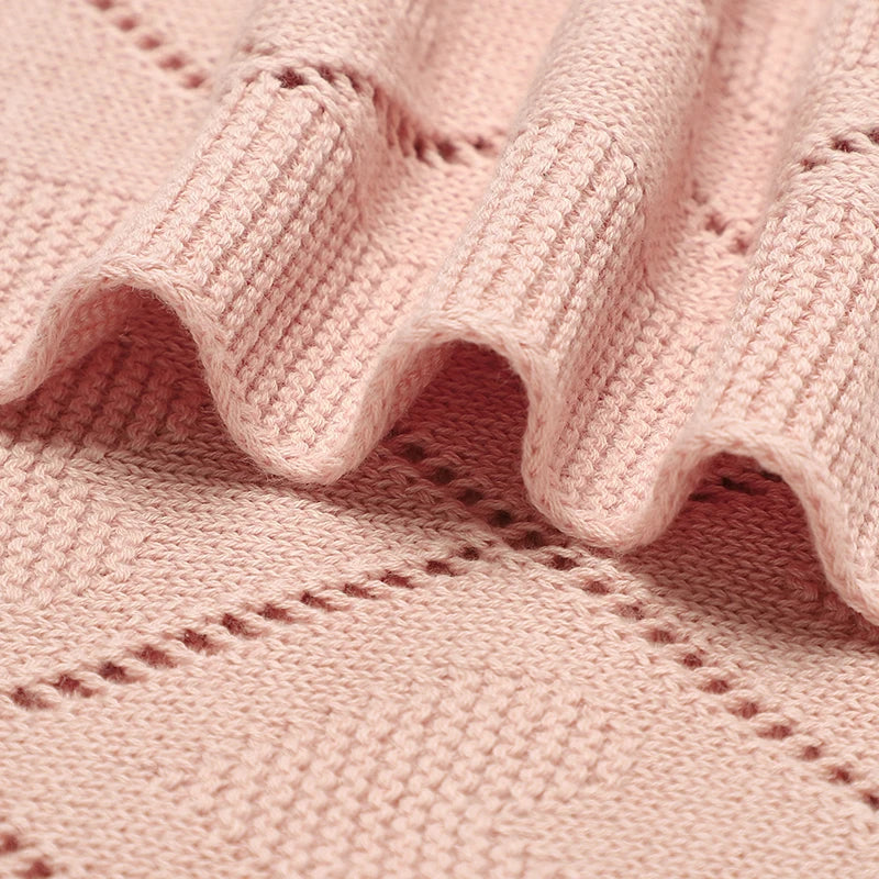 Couverture tricotée en coton pour bébé, douce et respirante