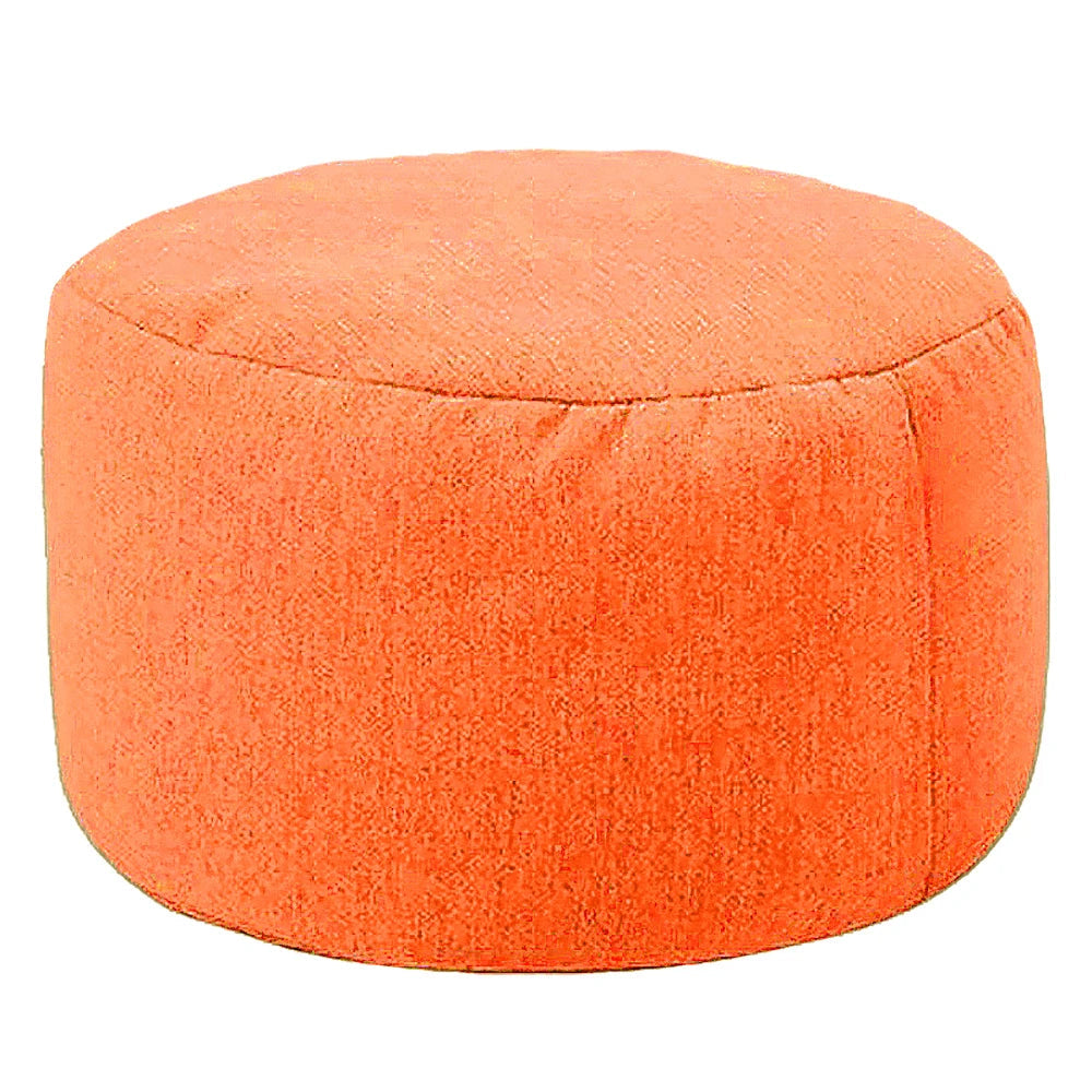 Round cotton and linen pouf with filling