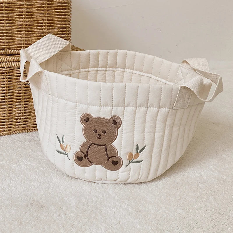 Paniers de rangement en coton brodé pour jouets, vêtements et accessoires