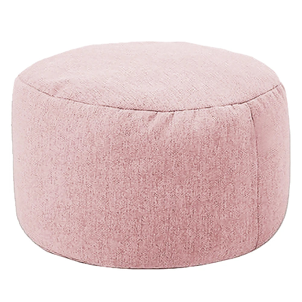 Round cotton and linen pouf with filling