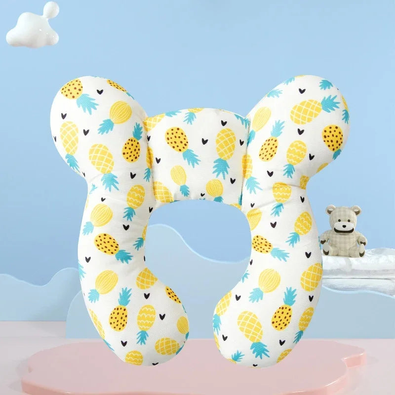 Oreiller U bébé en coton respirant – idéal poussette, voiture, lit, voyage