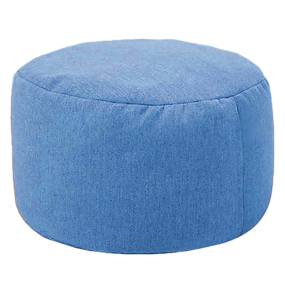 Round cotton and linen pouf with filling
