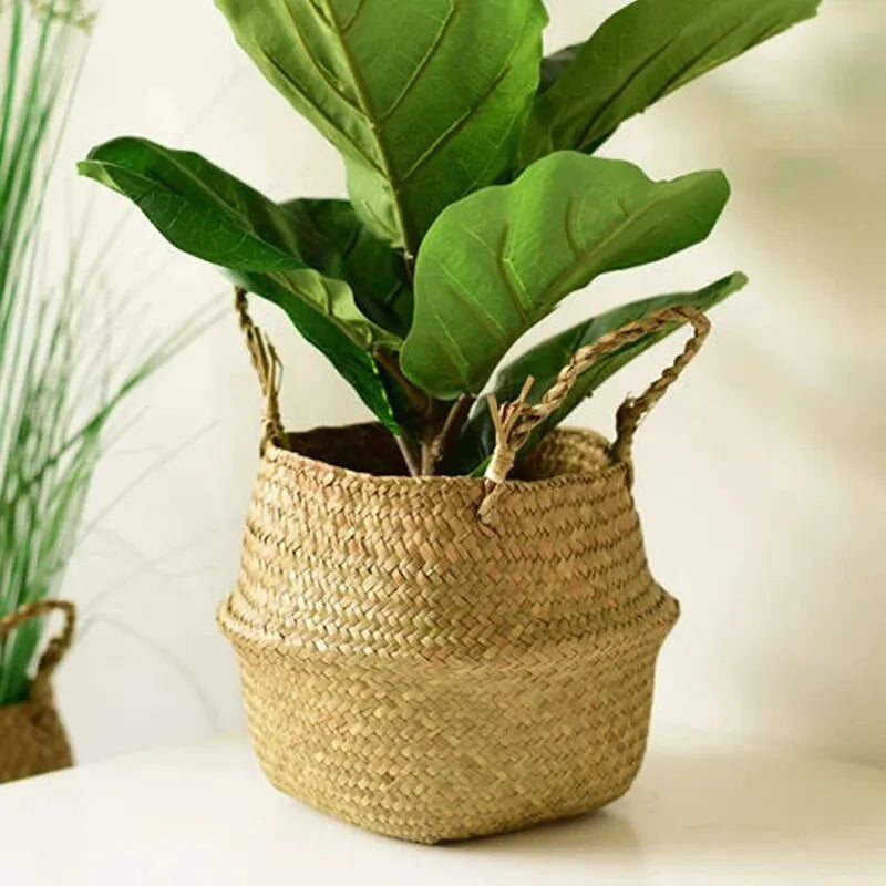 Foldable wicker storage basket