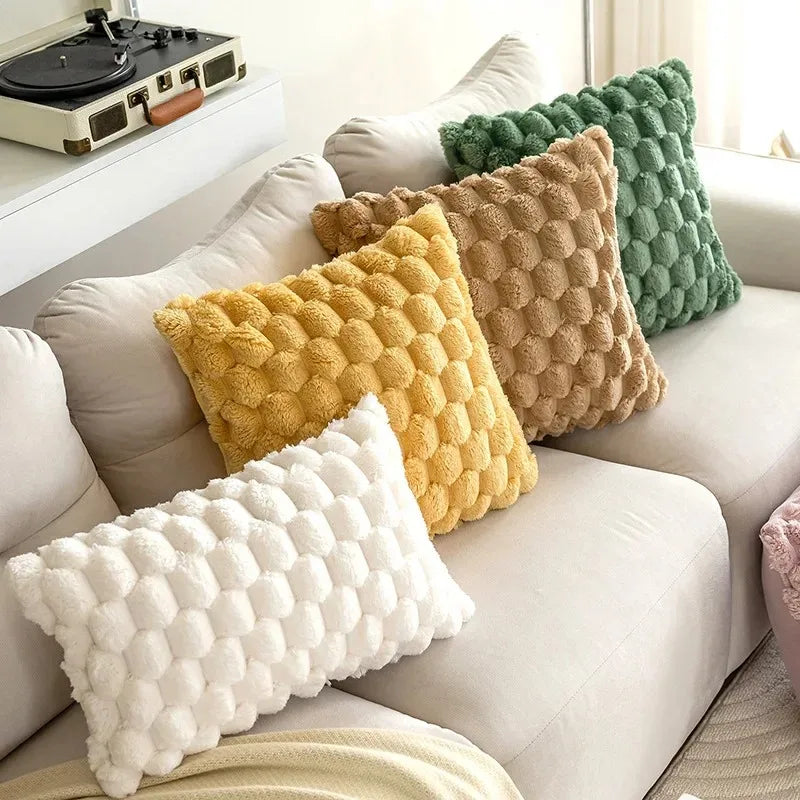 Housse coussin rouge relief velours 3D, déco canapé ou chambre