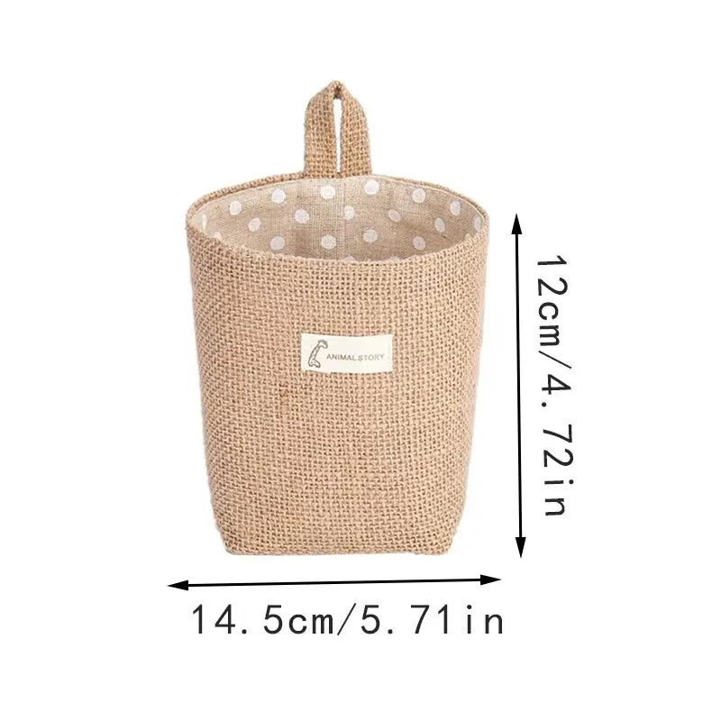 Cotton and linen hanging wall basket