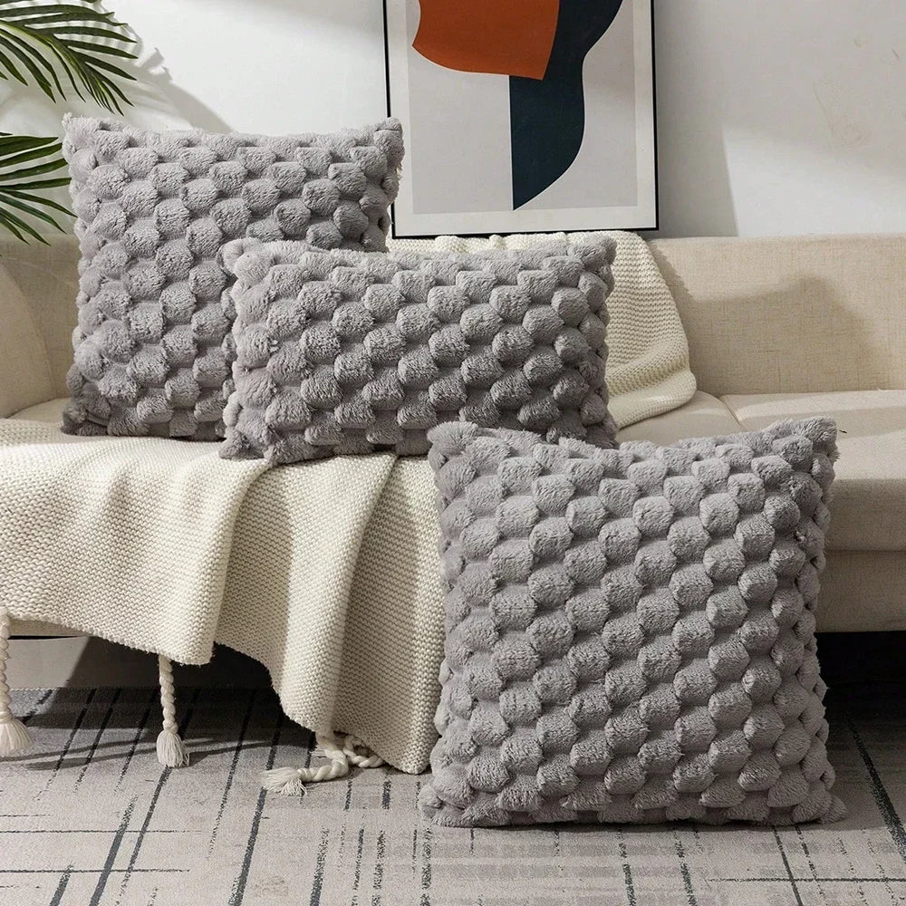Housse coussin rouge relief velours 3D, déco canapé ou chambre