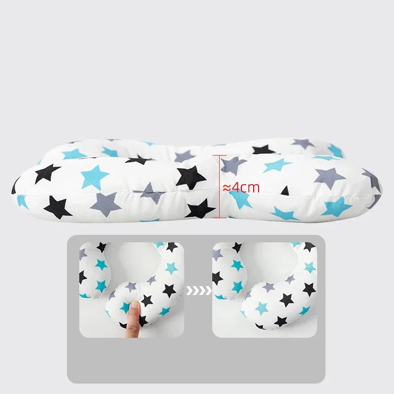 Oreiller U bébé en coton respirant – idéal poussette, voiture, lit, voyage
