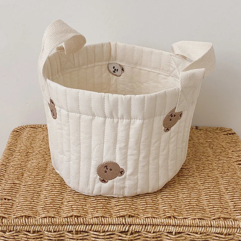 Paniers de rangement en coton brodé pour jouets, vêtements et accessoires