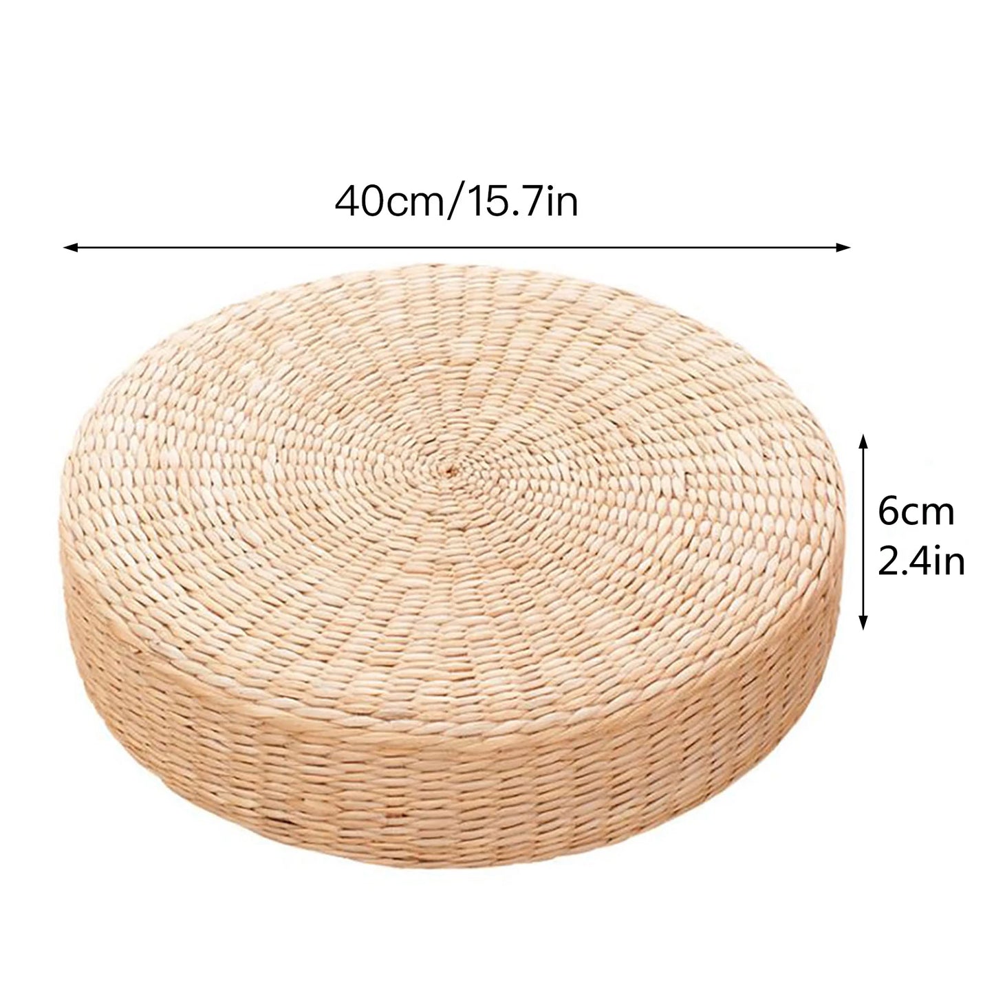 Round tatami cushion 40 cm in natural woven straw