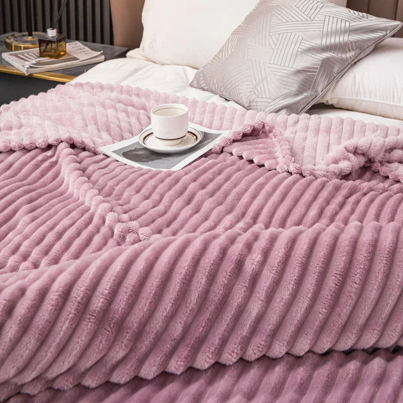 Double-sided imitation rabbit fur blanket
