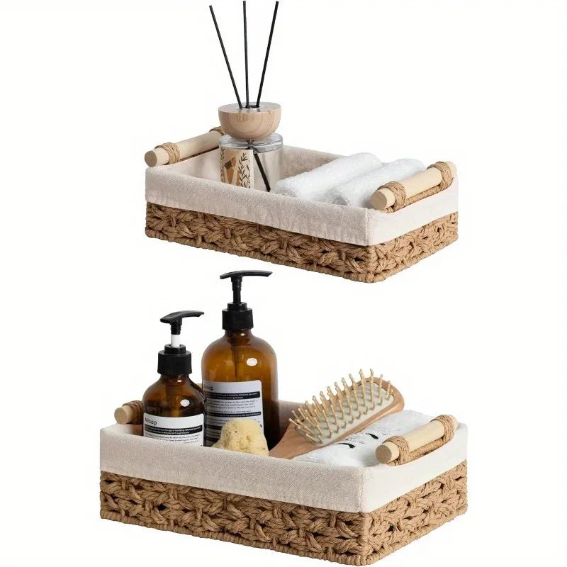 Wicker storage basket for bathroom and bedroom