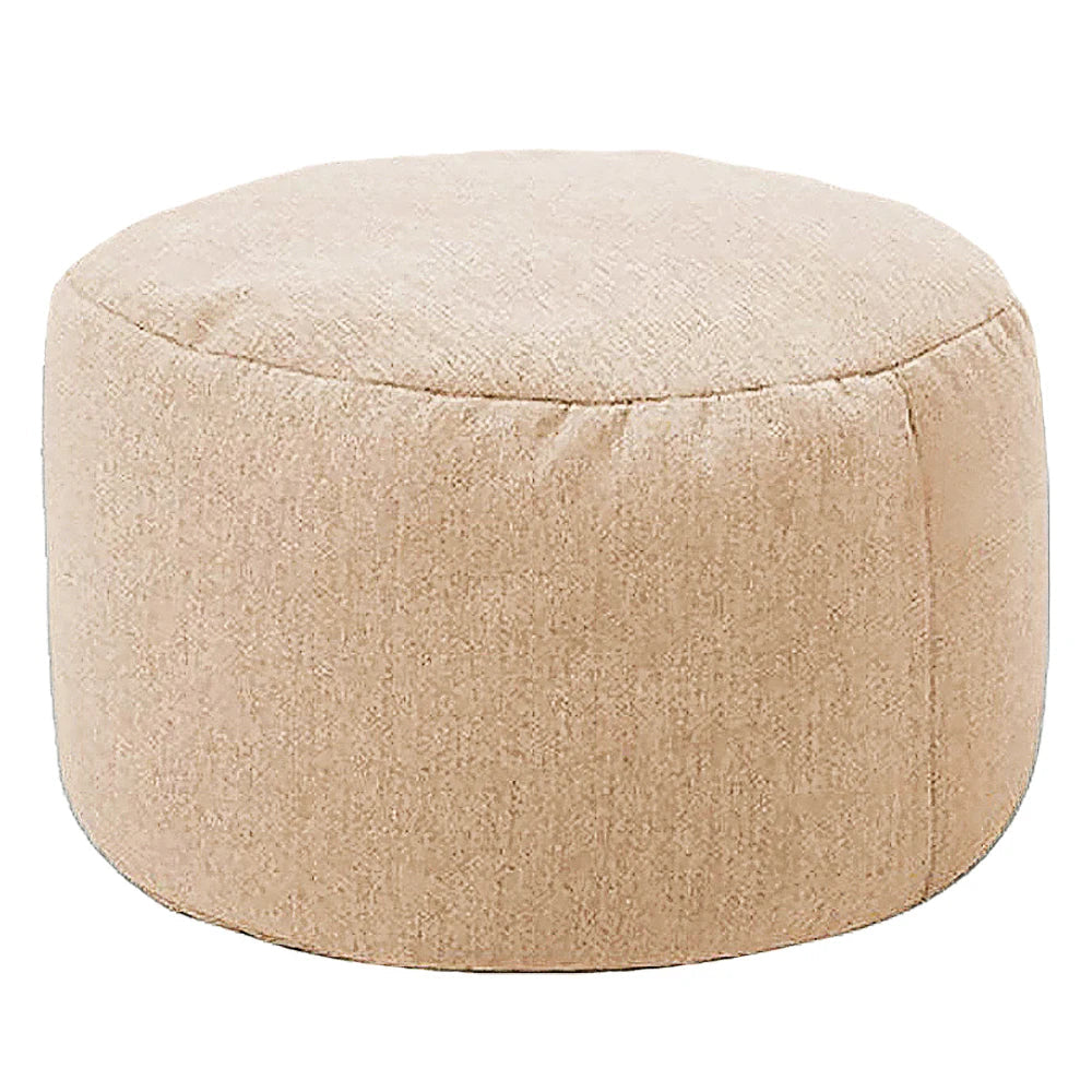 Round cotton and linen pouf with filling