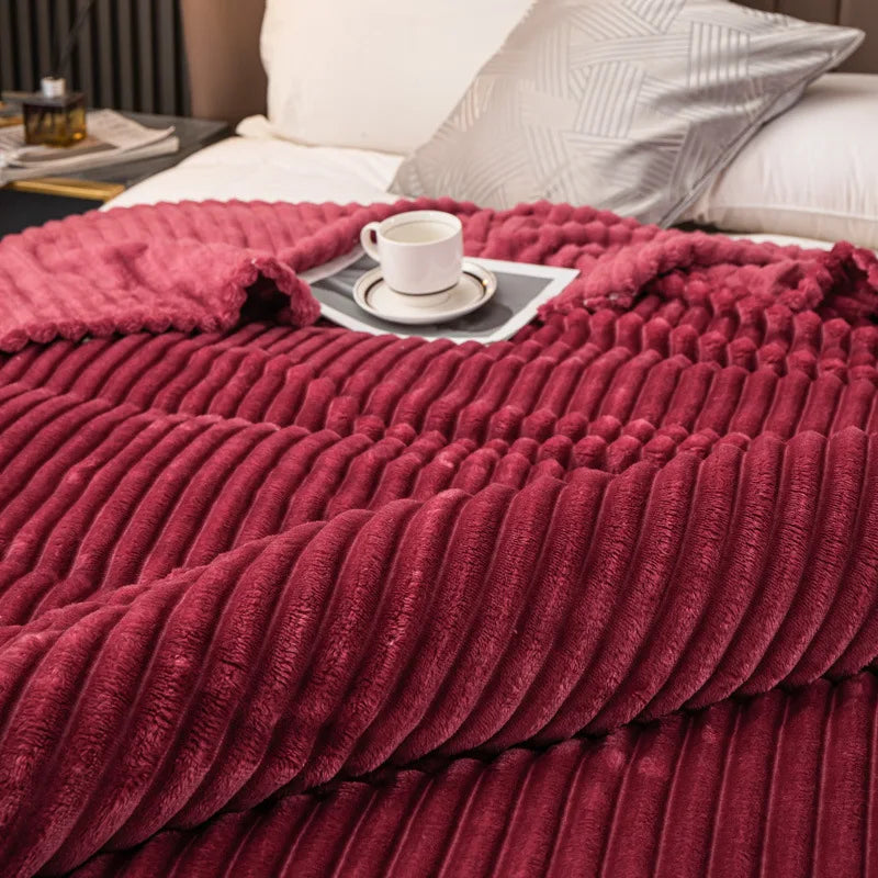 Double-sided imitation rabbit fur blanket