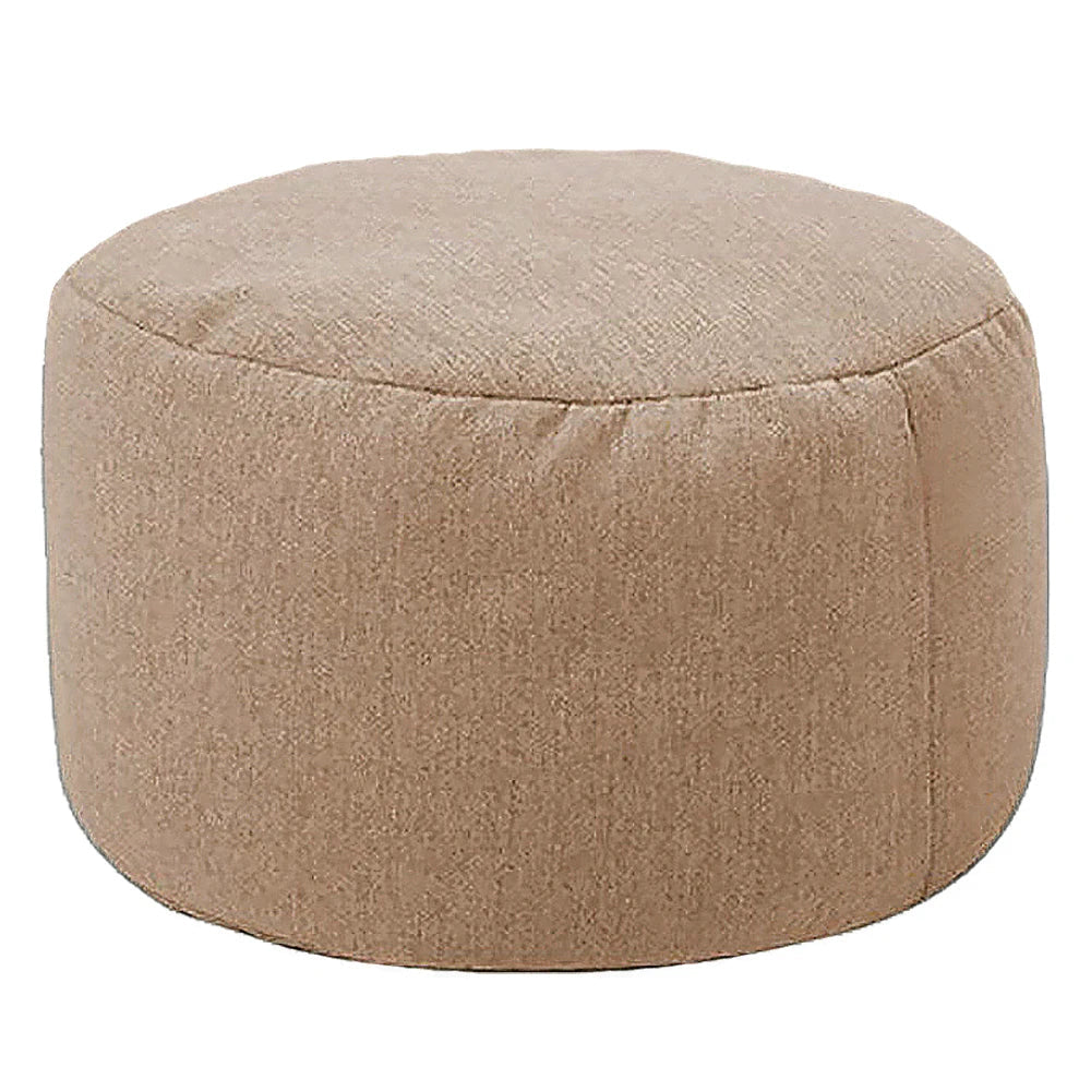 Round cotton and linen pouf with filling