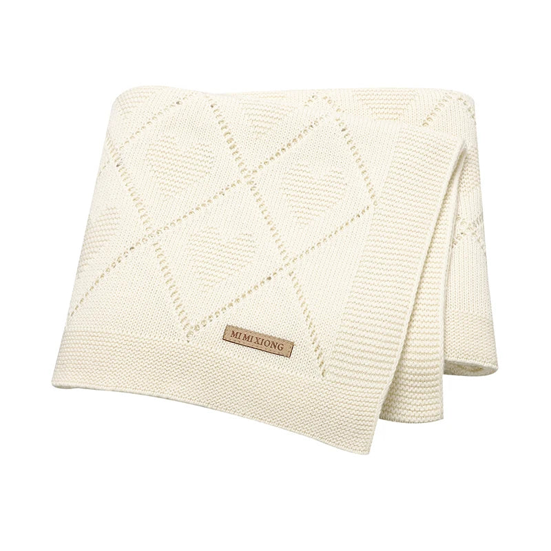 Couverture tricotée en coton pour bébé, douce et respirante
