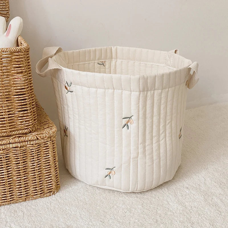 Paniers de rangement en coton brodé pour jouets, vêtements et accessoires
